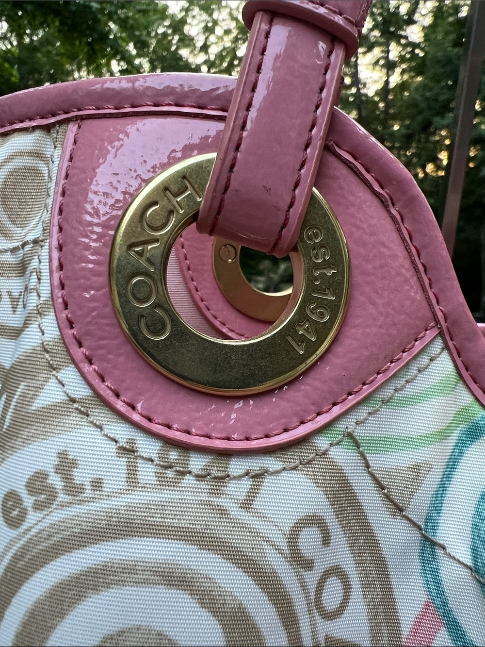 Coach Pink Multicolor The Beach Print F19184 2012 1 tag & RARE HTF COACH ORB - Picture 3 of 17
